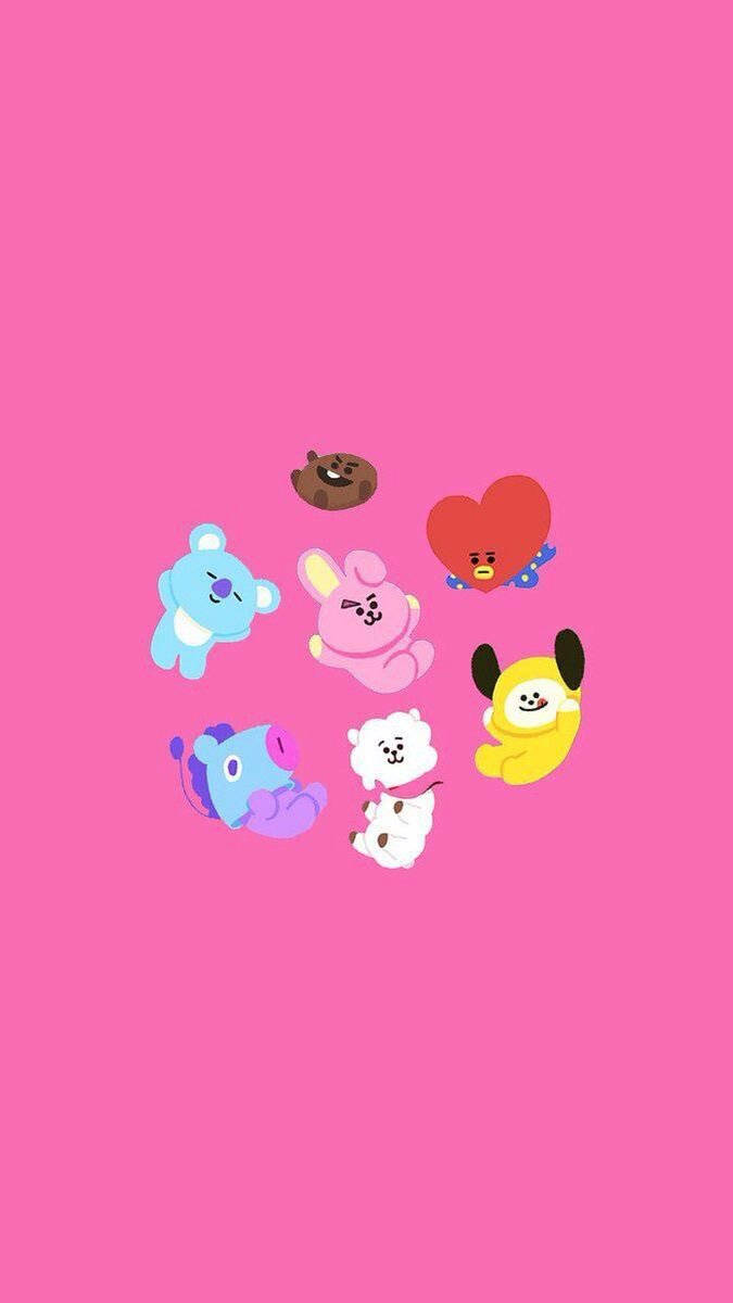 "Out of this world! BTS' BT21 characters in pink" Wallpaper