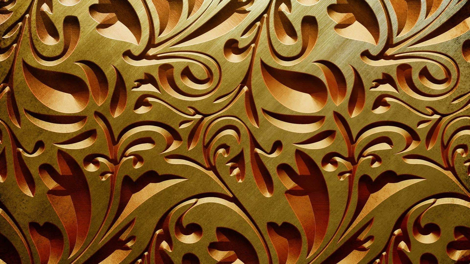 Fancy Carving Gold Background Wallpaper