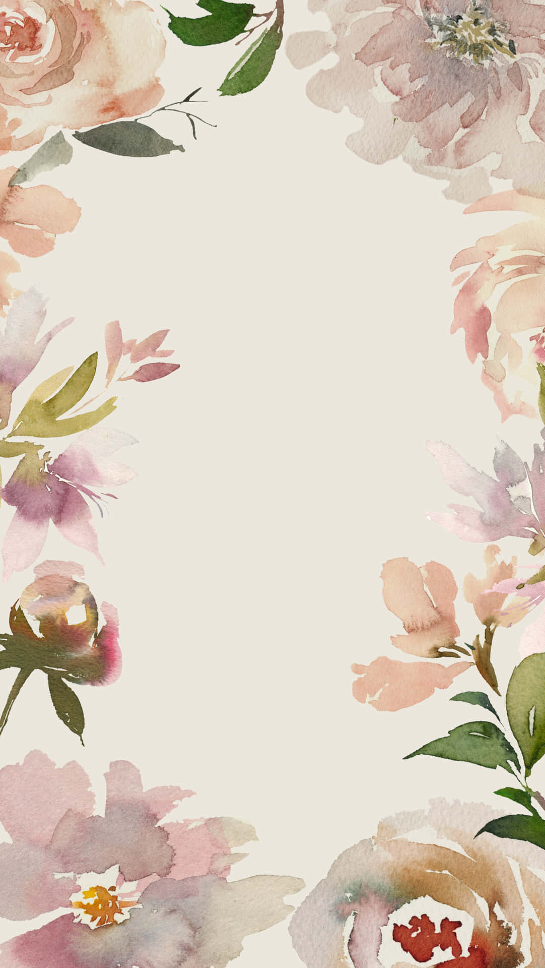 Watercolor Floral Frame Wallpaper