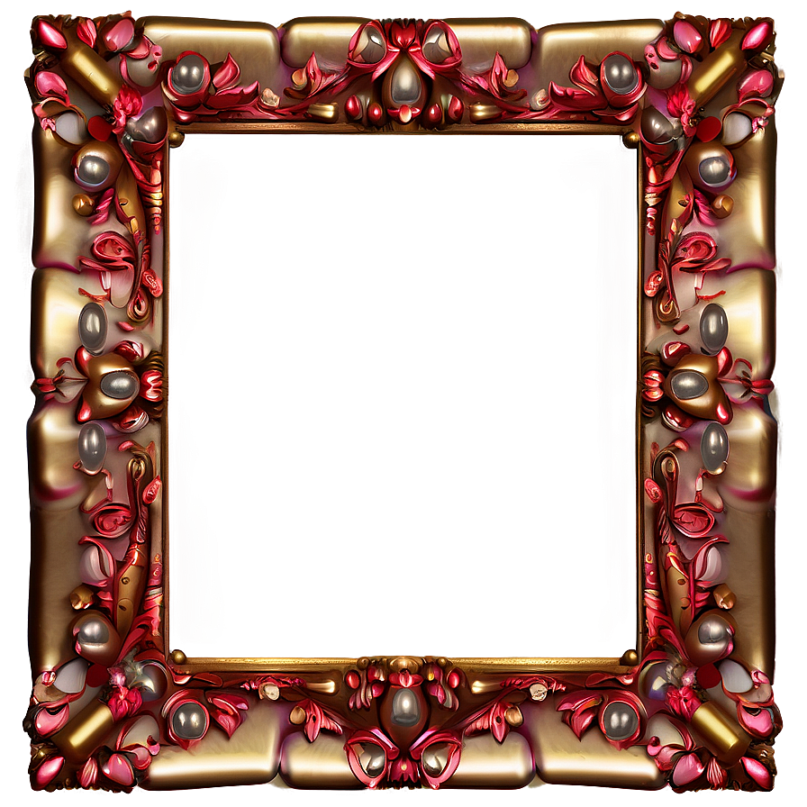 Fancy Frame With Pearls Png 06132024 PNG