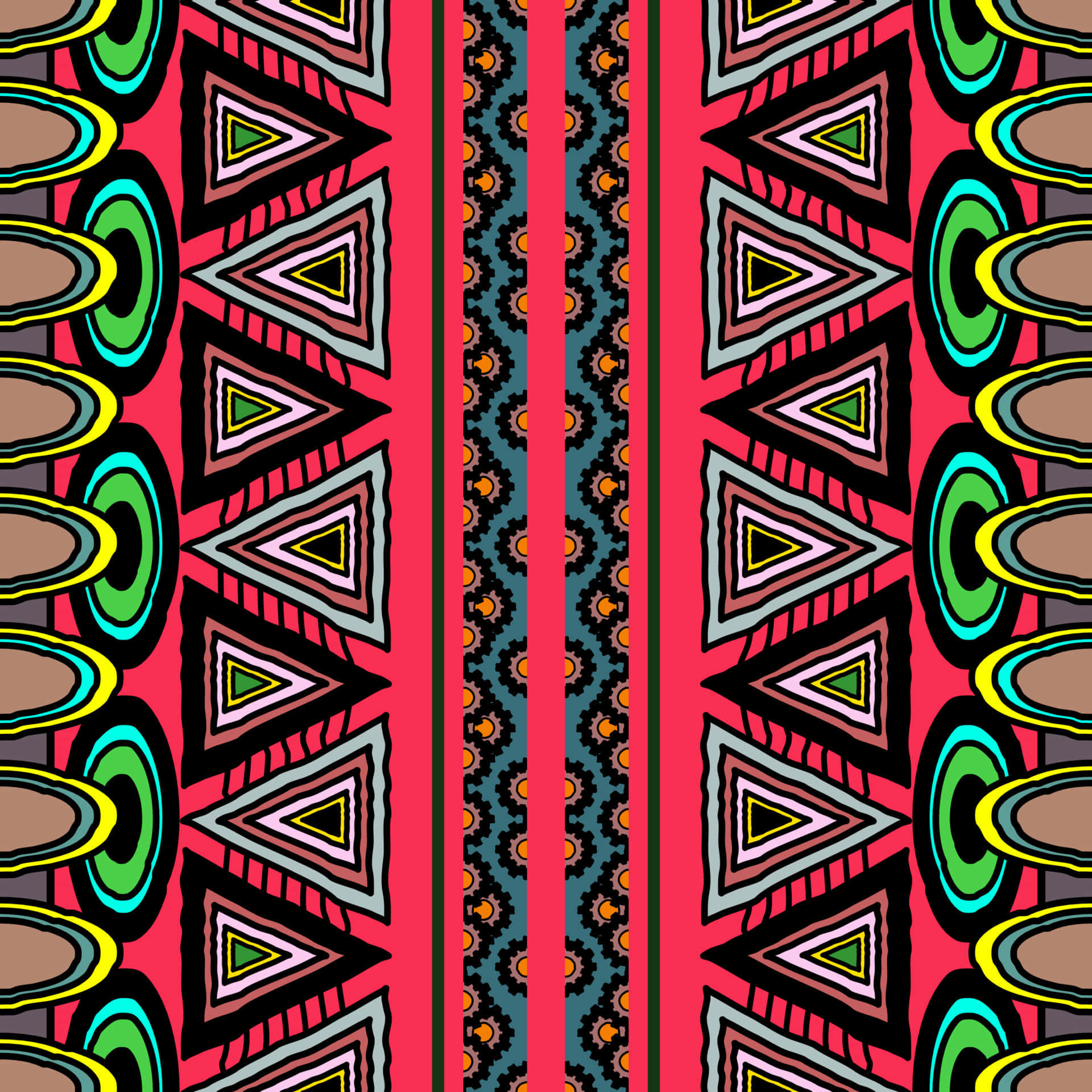 Fancy Colorful Tribal Pattern Geometric Wallpaper