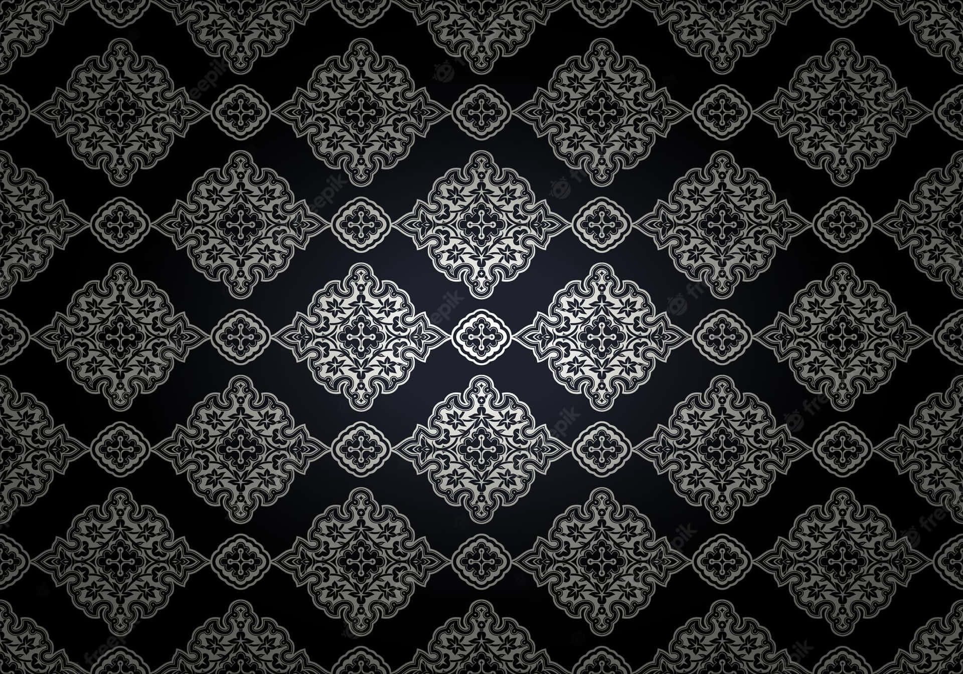 En sort og hvid tapet med et udsmykket mønster Wallpaper