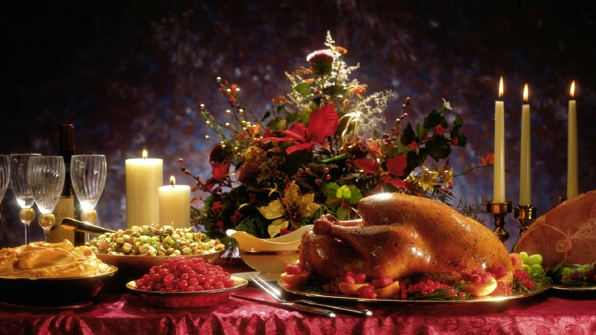 Fancythanksgiving Day Feast - Kära Thanksgiving Day-måltid Wallpaper