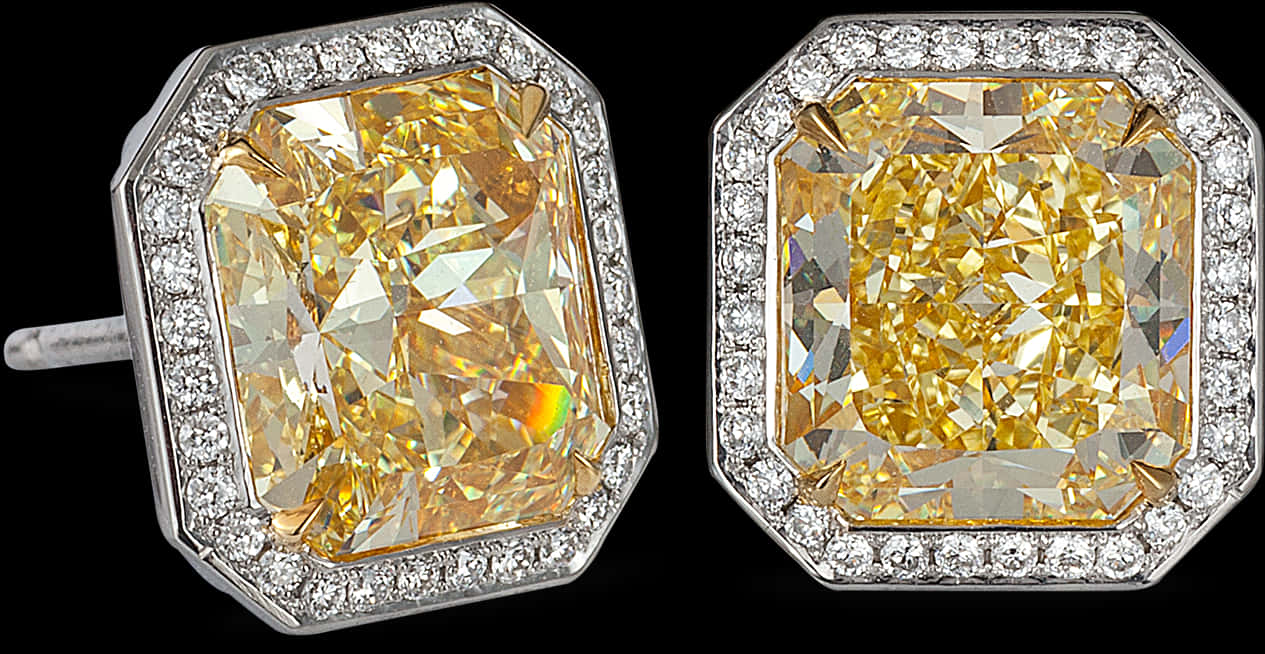 Fancy Yellow Diamond Earrings PNG