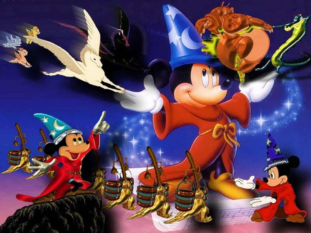 Fantasia Mickey Magie Tovenaarskunst Achtergrond