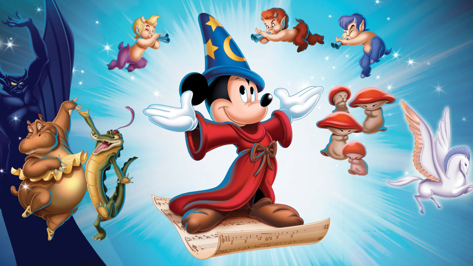 Fantasia Mickey En Magische Personages Achtergrond