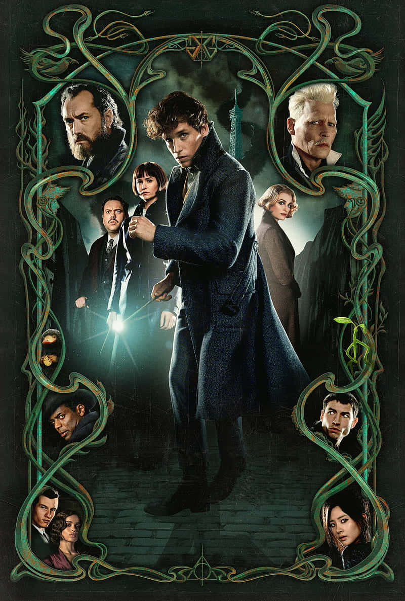 Newt Scamander with magical creatures in Fantastic Beasts and Where to Find Them Wallpaper