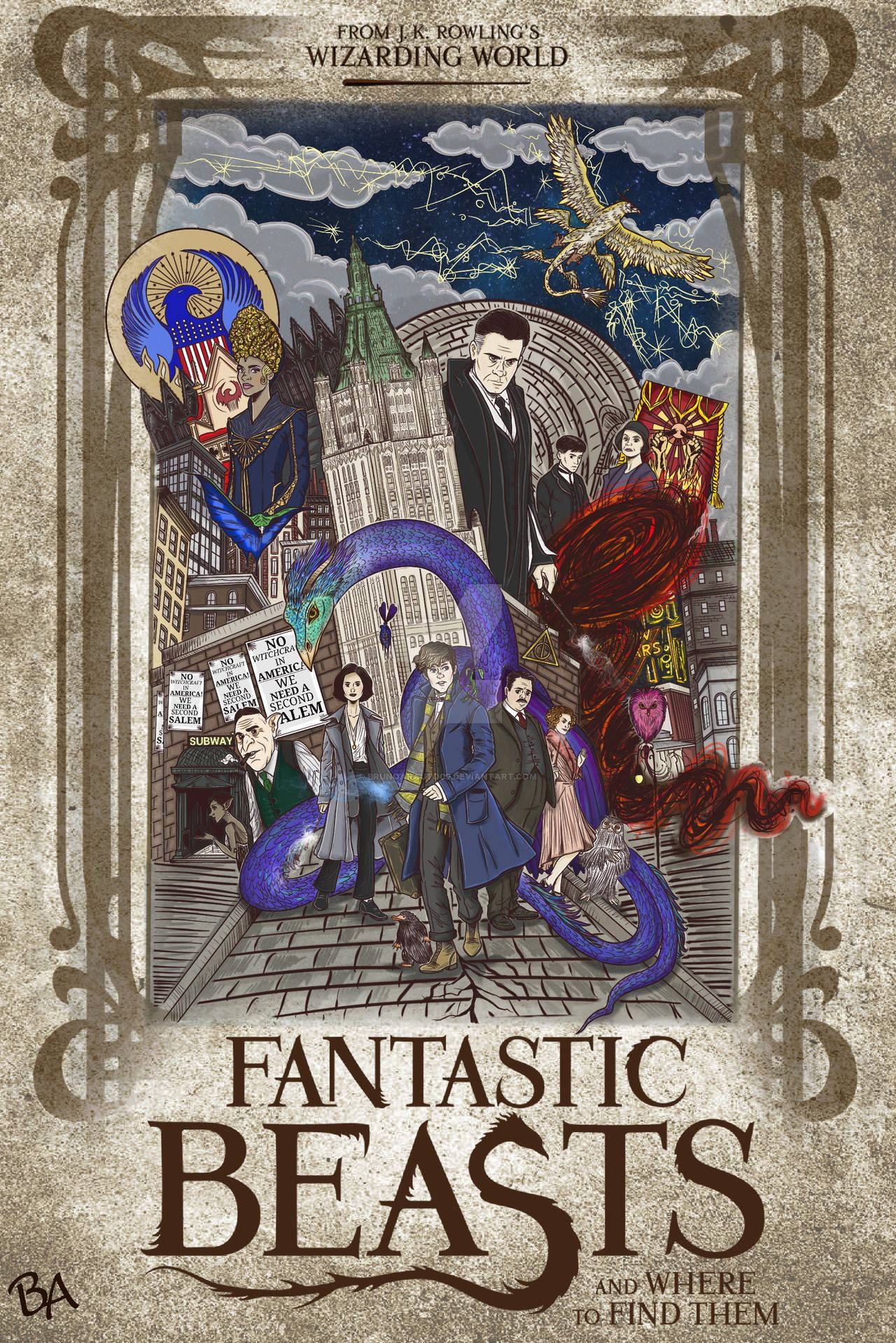 Fantastic Beasts And Where To Find Them Drawing Fanart Wallpaper