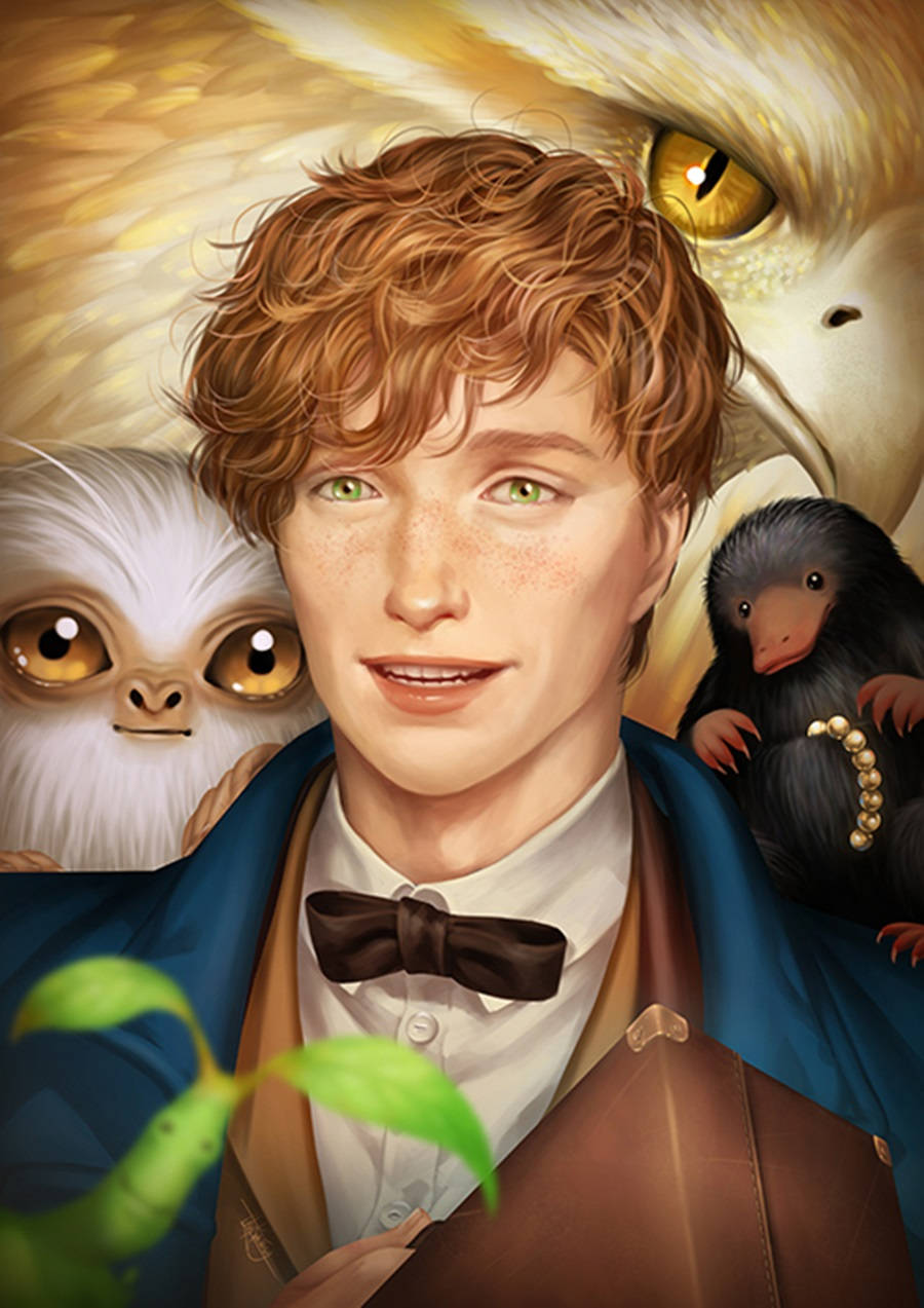 Fantastic Beasts And Where To Find Them Newt Scamander Drawing Fanart Wallpaper