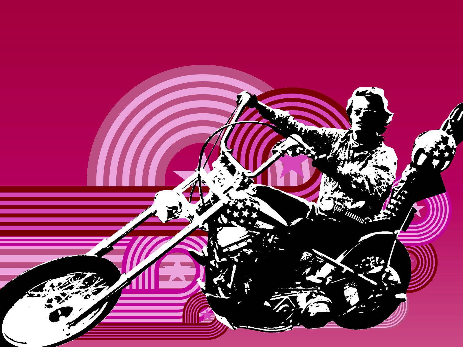 Fantastic Easy Rider On Pink Background Wallpaper