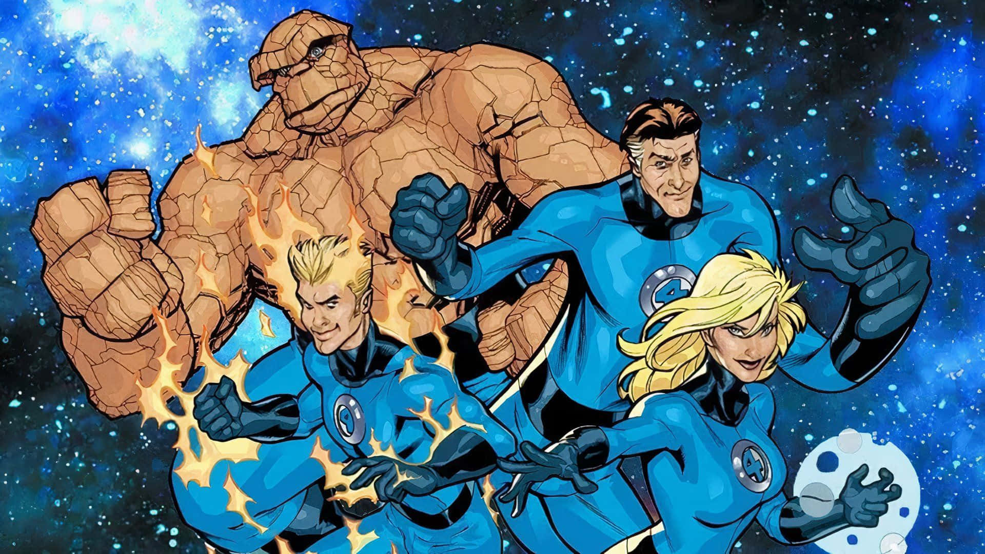 Fantastic Four Team Space Background Wallpaper