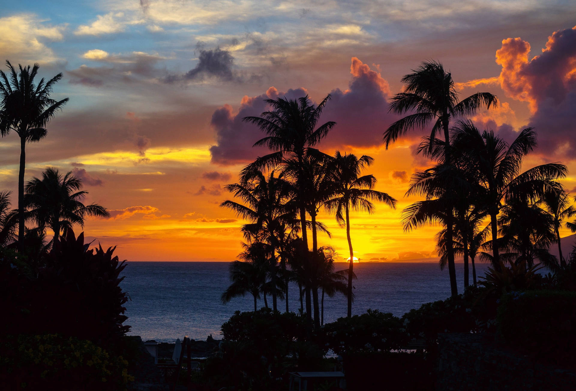 Fantastic Island Sunset Tropical Desktop Wallpaper