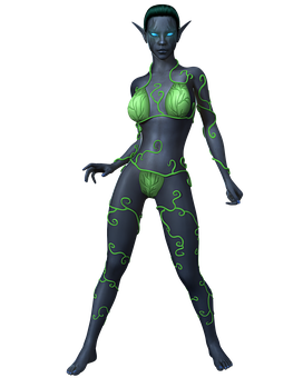 Fantasy_ Alien_ Female_ Glowing_ Tattoos PNG