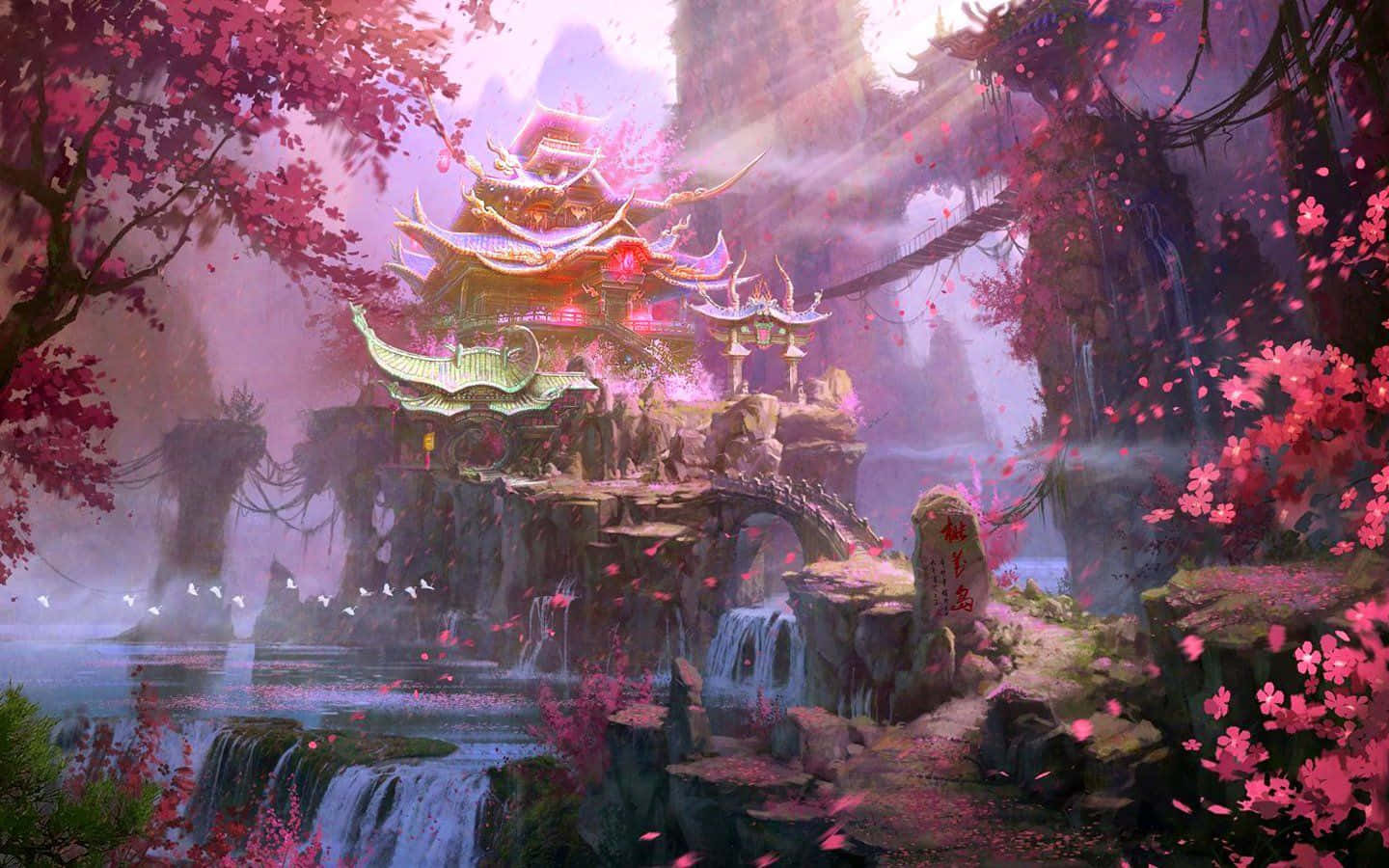 QING DYNASTY CHINESE TEMPLE | Anime background, Landscape paintings,  Background