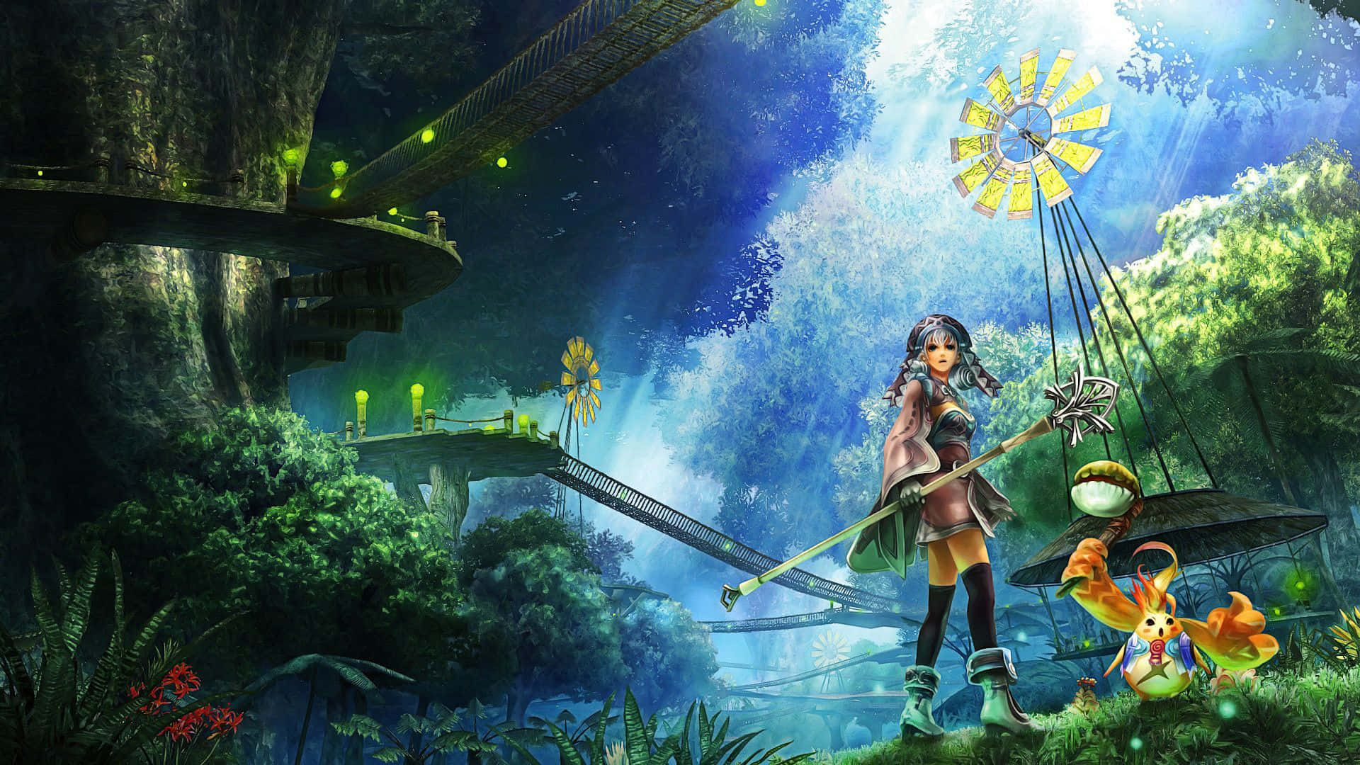 Fantasy Anime Girl - Ready to Take on the World Wallpaper