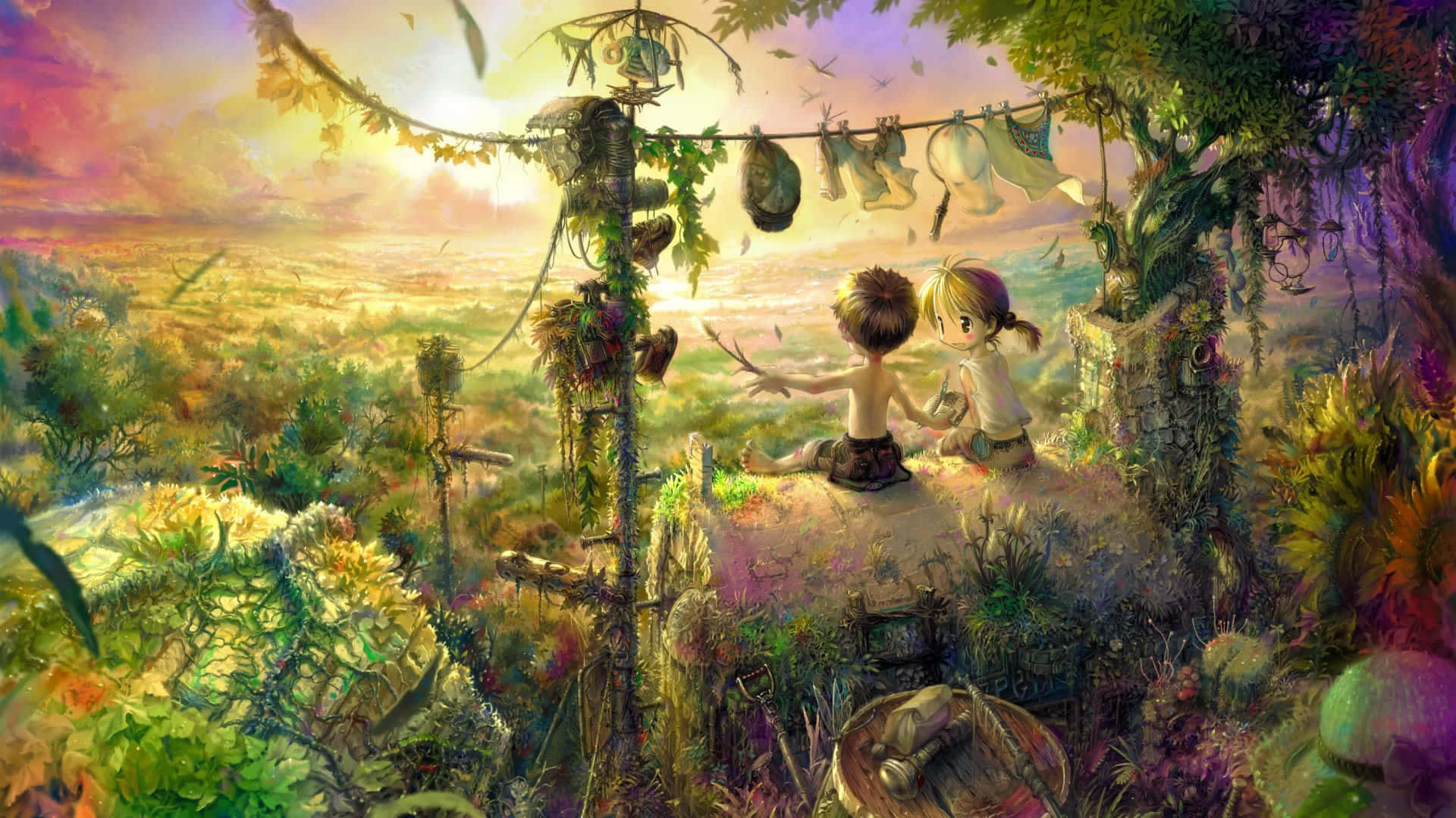 Escape into a world of imagination and adventure with this Fantasy Anime wallpaper" Wallpaper