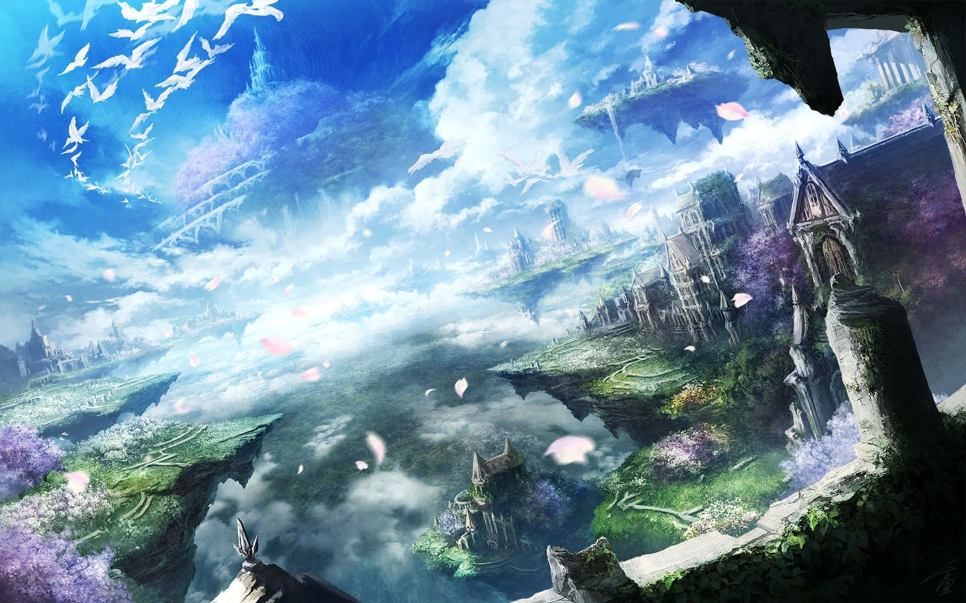 Adventure Awaits In This Fantasy Anime Landscape Wallpaper