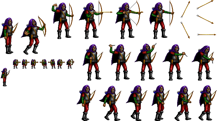 Fantasy Archer Sprite Sheet PNG