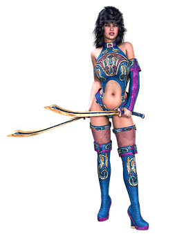 Fantasy Archer Warrior Girl PNG