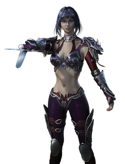 Fantasy_ Armored_ Female_ Warrior PNG