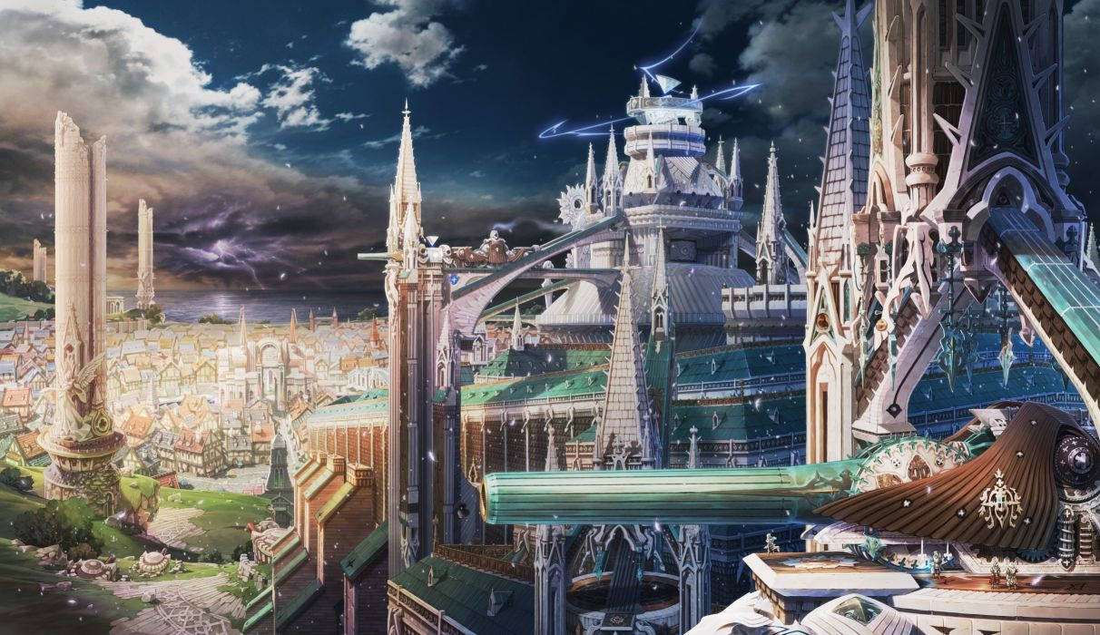 Explore the futuristic fantasy city of Anime City! Wallpaper