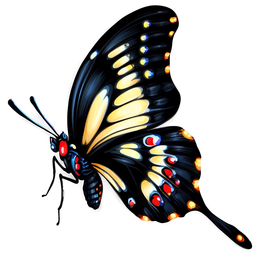 Fantasy Black Butterfly Drawing Png Tfq23 PNG