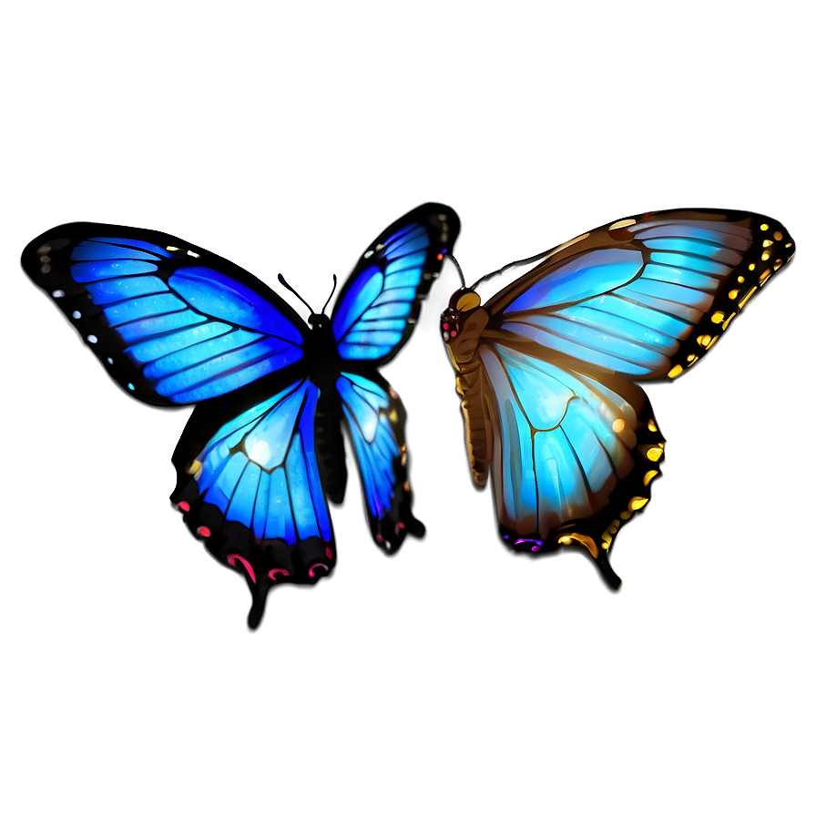 Fantasy Blue Butterflies Png 06132024 PNG