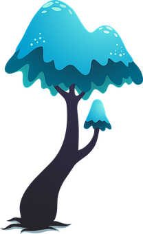 Fantasy Blue Glowing Tree PNG
