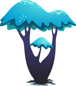 Fantasy Blue Mushroom Trees PNG