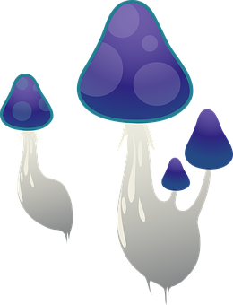 Fantasy Blue Mushrooms Illustration PNG
