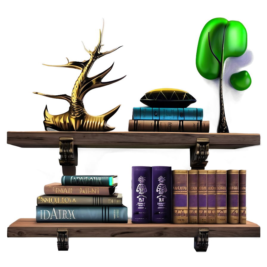 Fantasy Books On Shelf Png Khd71 PNG