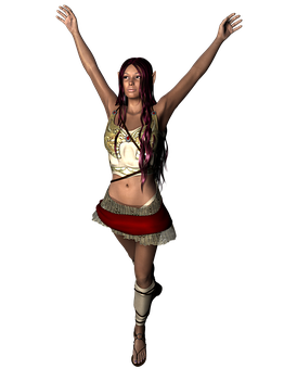 Fantasy Character Celebration Pose PNG