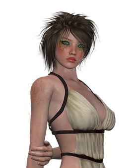 Fantasy Character Portrait_ Freckled Woman PNG