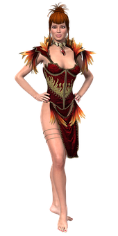 Fantasy Character Red Dress PNG