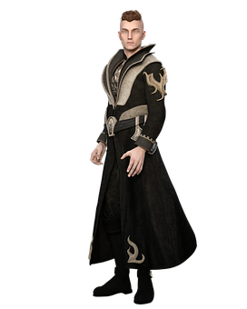 Fantasy Characterin Black Coat PNG