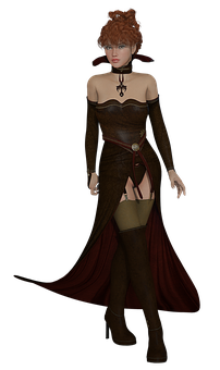 Fantasy Characterin Brown Dress PNG