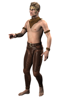 Fantasy Characterin Brown Outfit PNG
