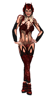Fantasy Characterin Red Costume PNG