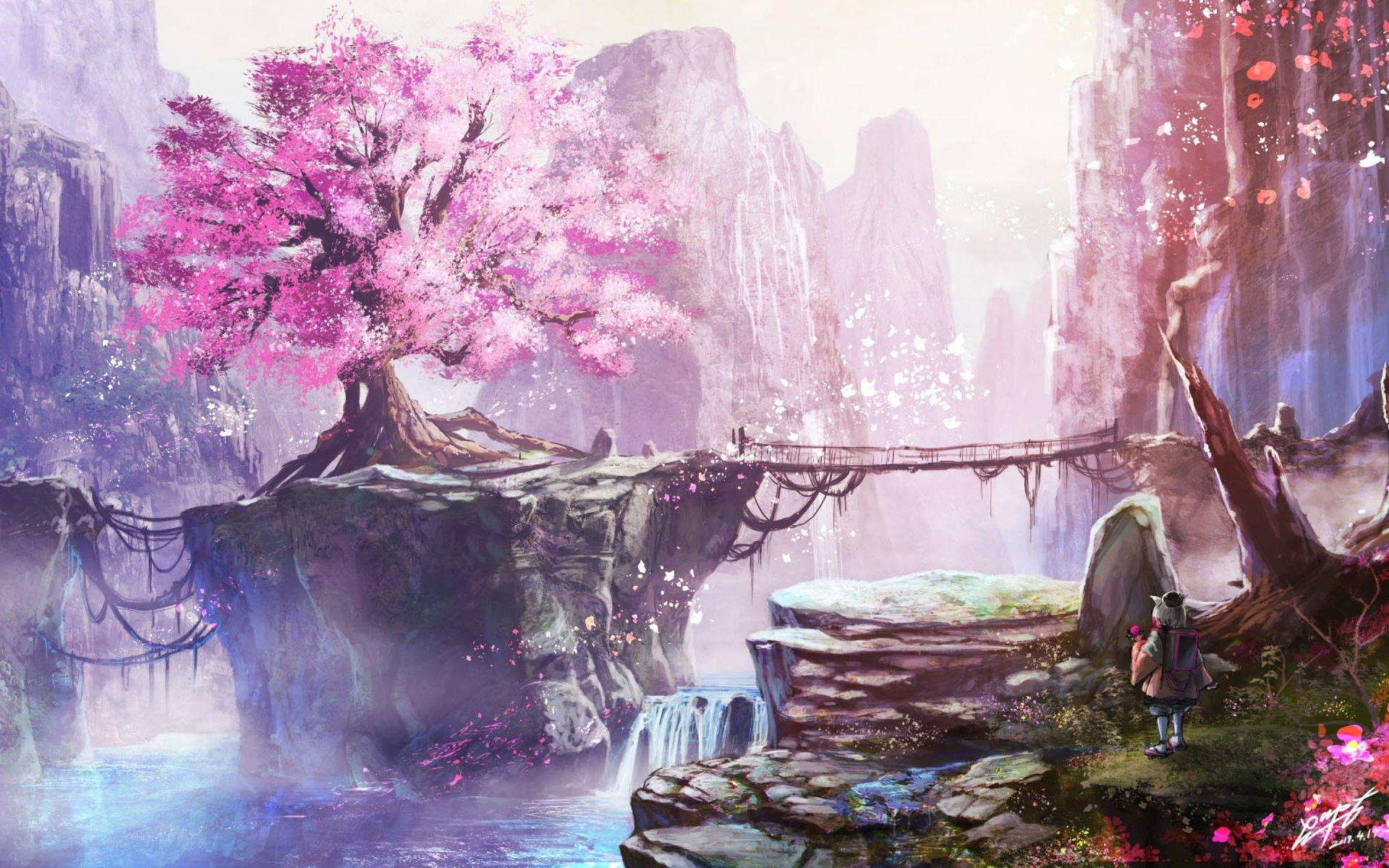 Fantasy Cherry Blossom Aesthetic Anime Laptop