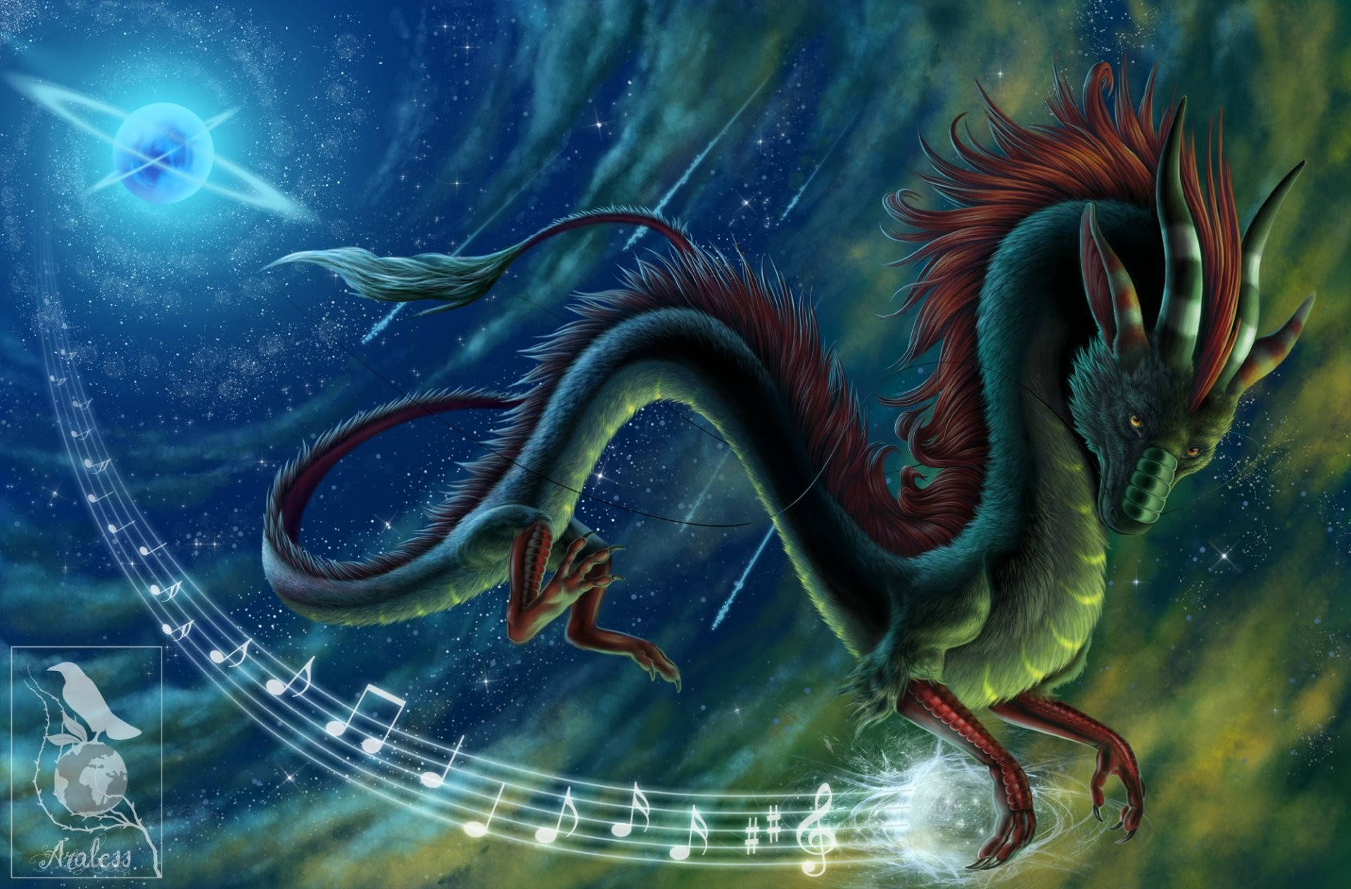 Fantasy Chinese Dragon On Starry Background Wallpaper