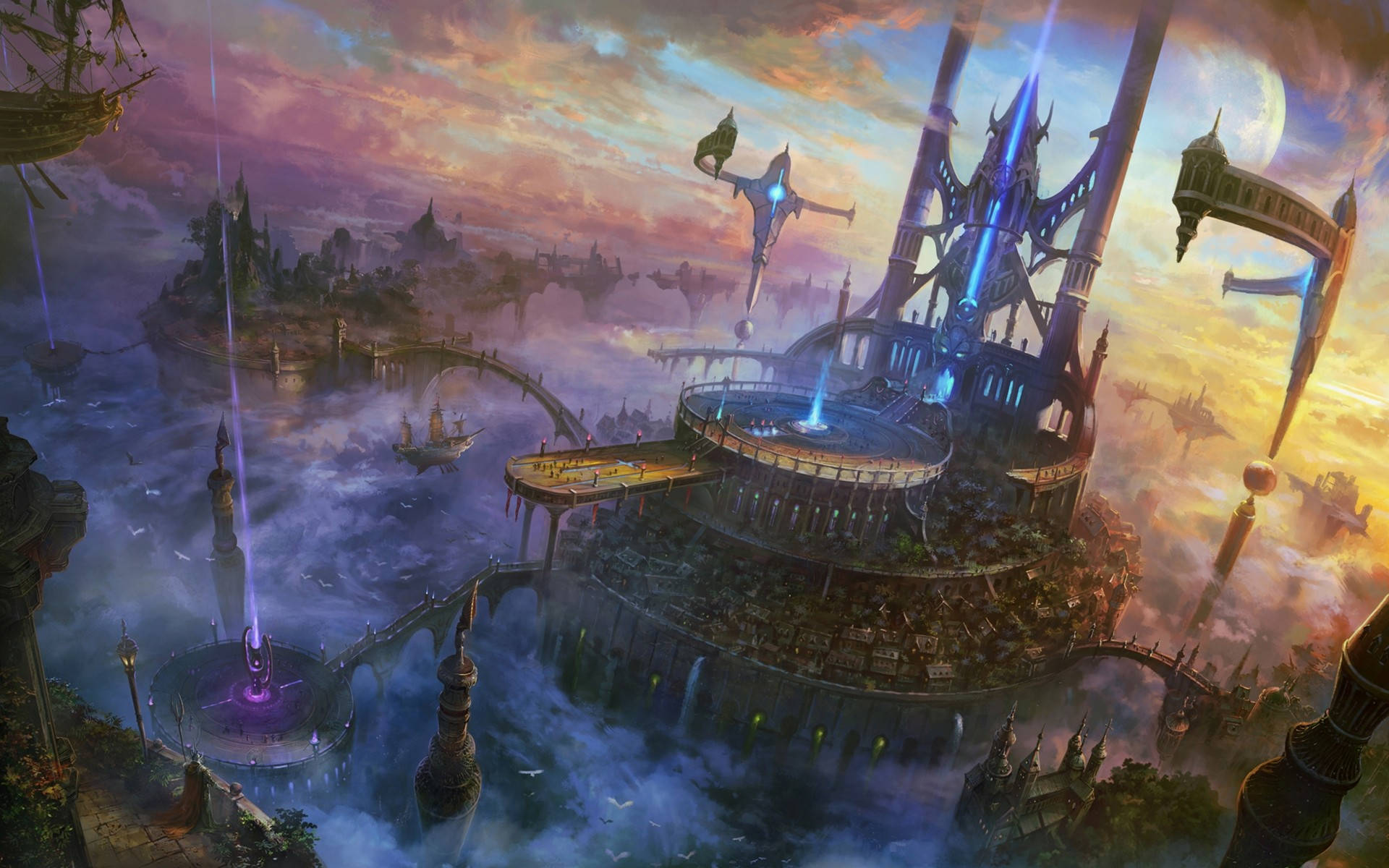 Fantasy City Art In The Sky Wallpaper
