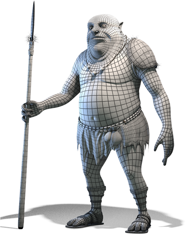 Fantasy Creature_3 D Model_ Wireframe PNG