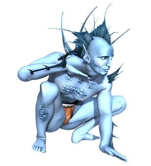 Fantasy Creature Crouching Pose PNG