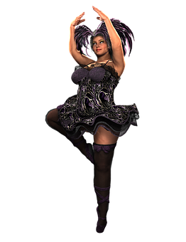 Fantasy_ Dancer_in_ Purple_ Costume PNG