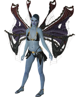 Fantasy Demon Womanwith Wings PNG