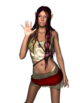 Fantasy_ Elf_ Girl_ Gesture PNG