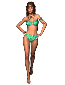 Fantasy_ Elf_ Model_in_ Bikini PNG