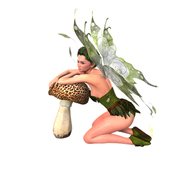 Fantasy Fairy Restingon Mushroom PNG