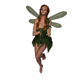 Fantasy Fairyin Green Dress PNG