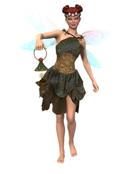 Fantasy Fairywith Lantern PNG